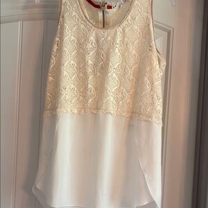 Cream Lace Overlay Sleeveless Top